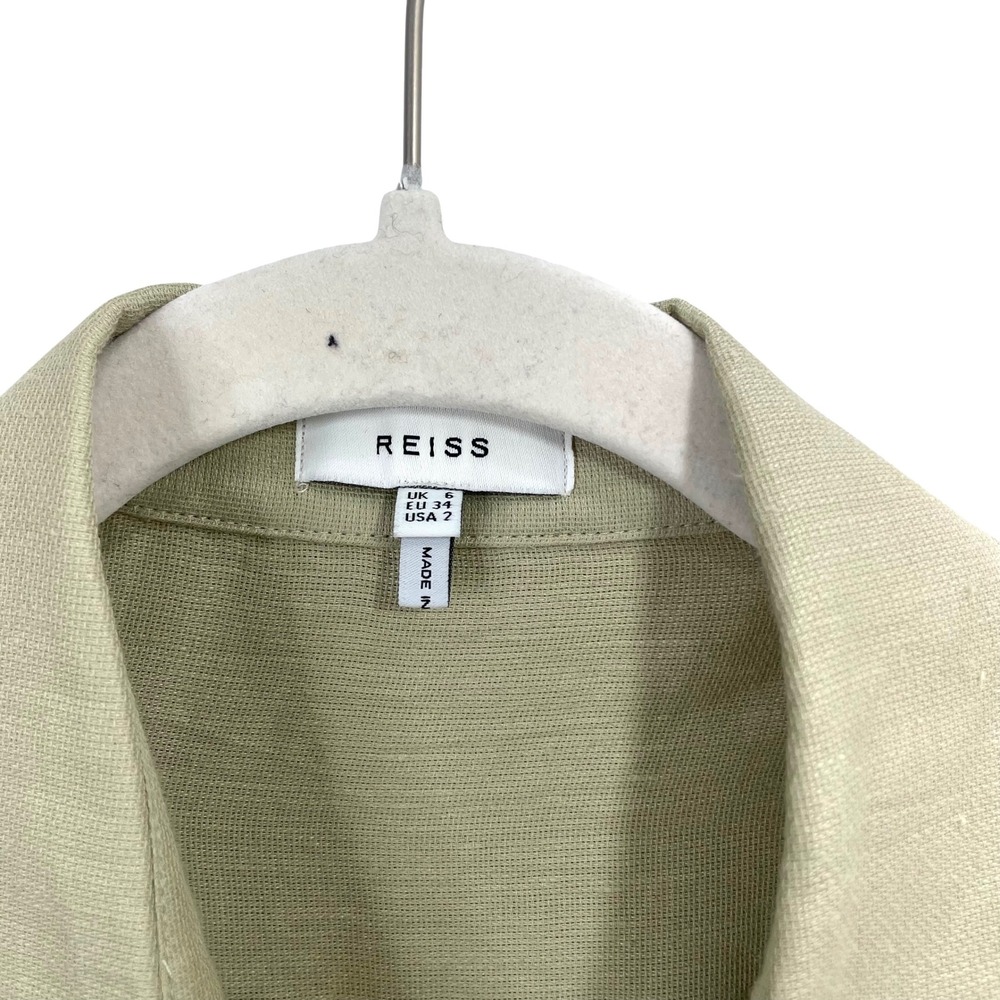 Reiss ELLIS linen blend oversized long sleeve shirt top Size 2 khaki‎ green - Picture 6 of 10